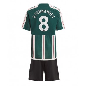 Lacne Dětský Futbalové dres Manchester United Bruno Fernandes #8 2023-24 Krátky Rukáv - Preč (+ trenírky)